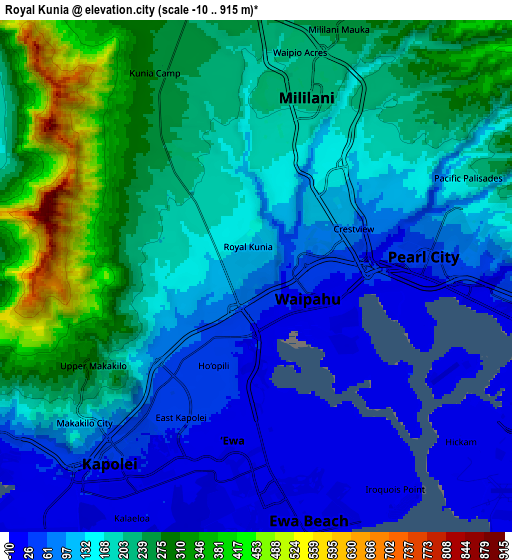 Zoom OUT 2x Royal Kunia, United States elevation map