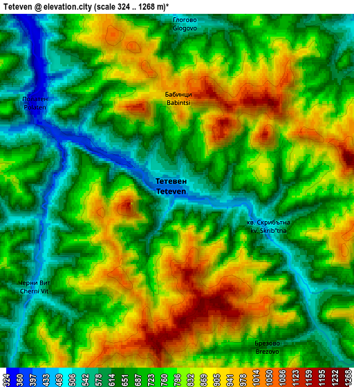 Zoom OUT 2x Teteven, Bulgaria elevation map