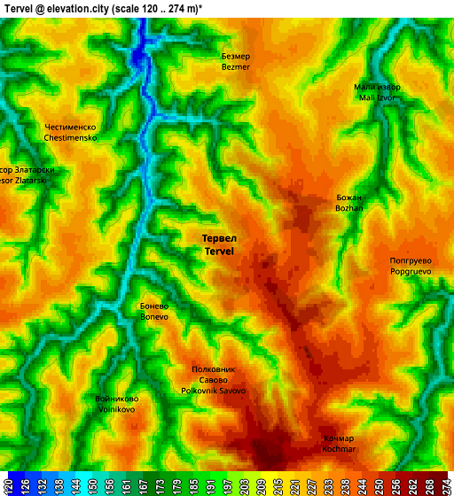Zoom OUT 2x Tervel, Bulgaria elevation map