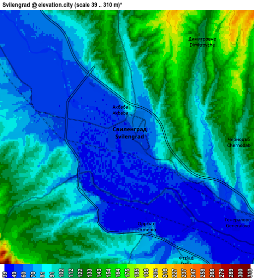 Zoom OUT 2x Svilengrad, Bulgaria elevation map