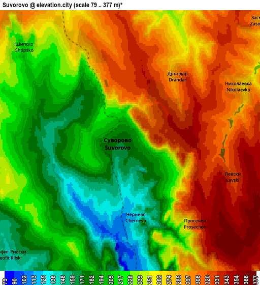 Zoom OUT 2x Suvorovo, Bulgaria elevation map