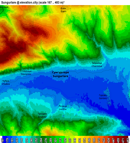 Zoom OUT 2x Sungurlare, Bulgaria elevation map