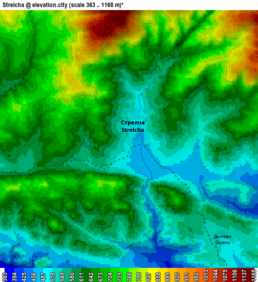 Zoom OUT 2x Strelcha, Bulgaria elevation map