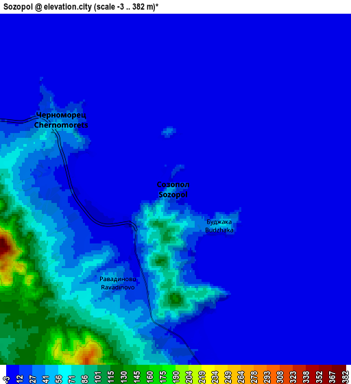 Zoom OUT 2x Sozopol, Bulgaria elevation map