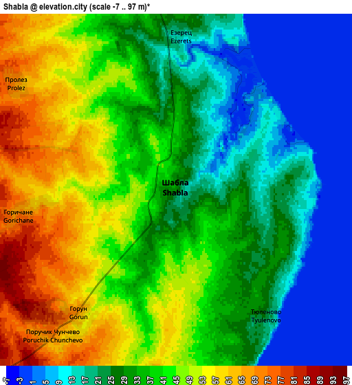 Zoom OUT 2x Shabla, Bulgaria elevation map