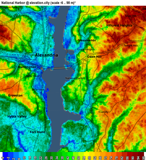 Zoom OUT 2x National Harbor, United States elevation map