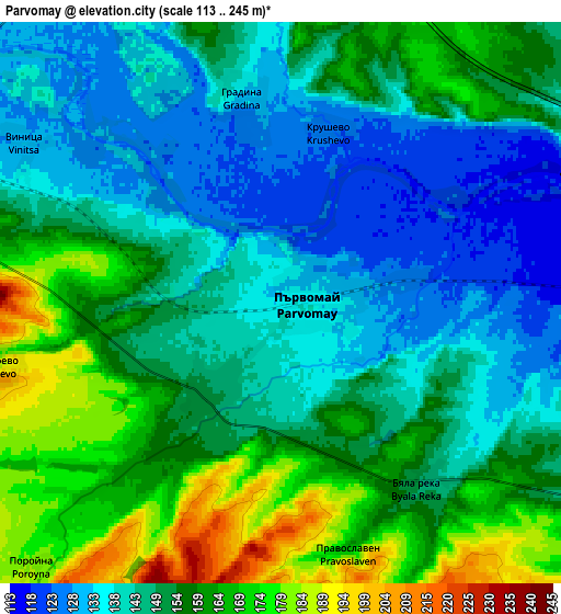 Zoom OUT 2x Parvomay, Bulgaria elevation map