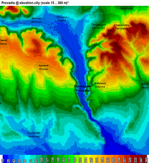 Zoom OUT 2x Provadia, Bulgaria elevation map