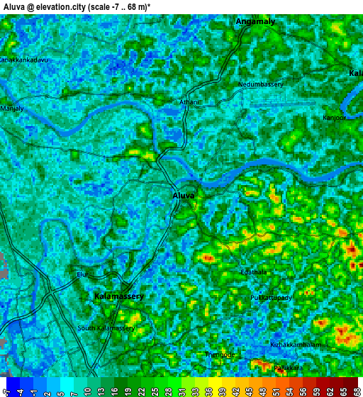 Zoom OUT 2x Aluva, India elevation map