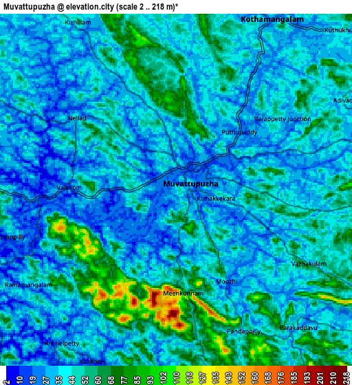 Zoom OUT 2x Muvattupuzha, India elevation map