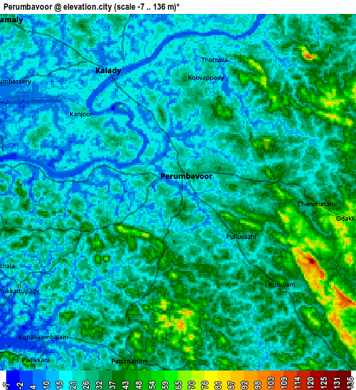 Zoom OUT 2x Perumbavoor, India elevation map