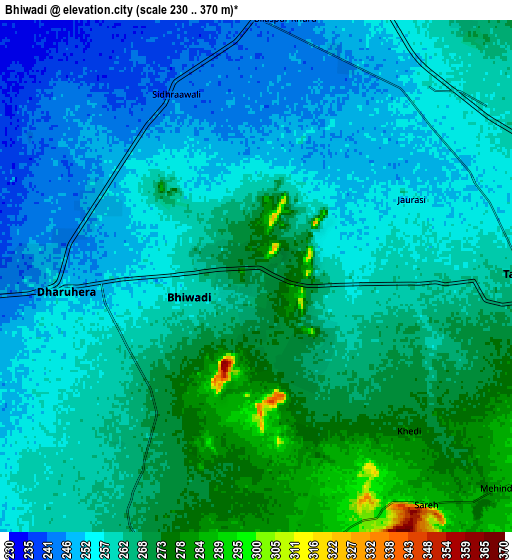 Zoom OUT 2x Bhiwadi, India elevation map