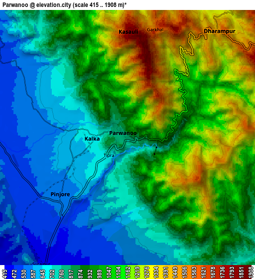 Zoom OUT 2x Parwanoo, India elevation map