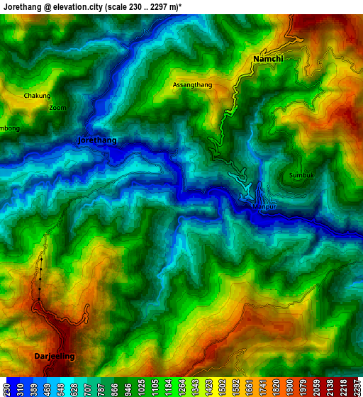 Zoom OUT 2x Jorethang, India elevation map
