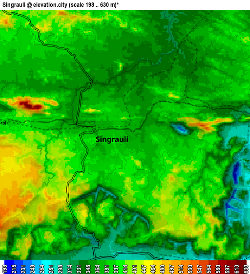 Zoom OUT 2x Singrauli, India elevation map