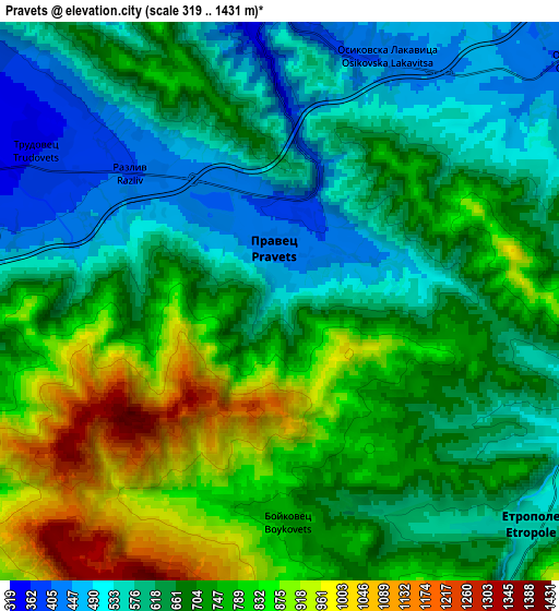 Zoom OUT 2x Pravets, Bulgaria elevation map