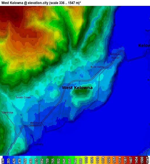 Zoom OUT 2x West Kelowna, Canada elevation map