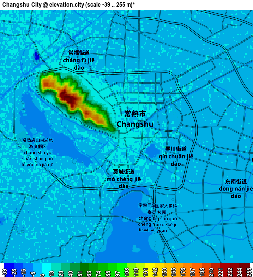 Zoom OUT 2x Changshu City, China elevation map