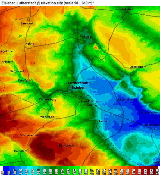 Zoom OUT 2x Eisleben Lutherstadt, Germany elevation map