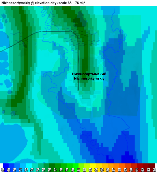 Zoom OUT 2x Nizhnesortymskiy, Russia elevation map