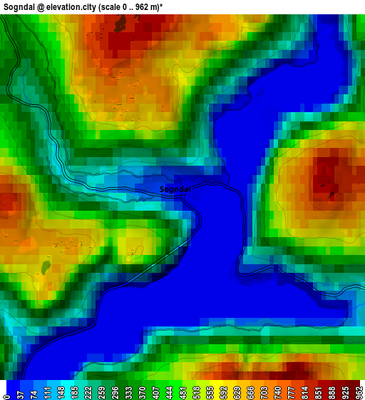 Zoom OUT 2x Sogndal, Norway elevation map