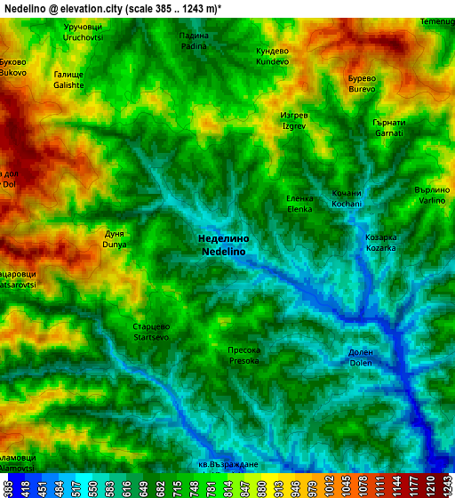 Zoom OUT 2x Nedelino, Bulgaria elevation map