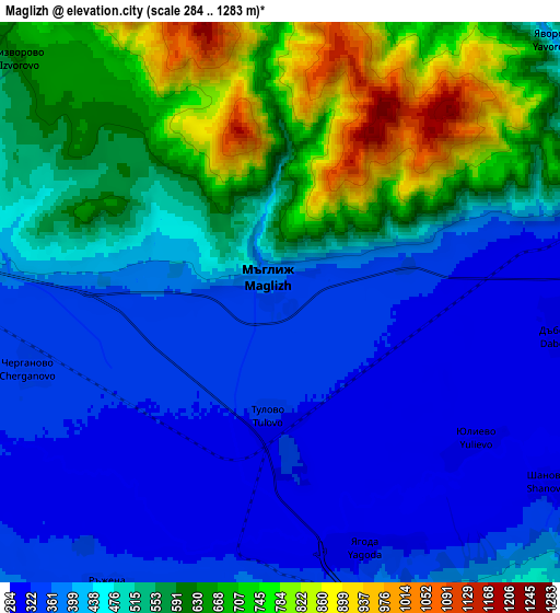 Zoom OUT 2x Maglizh, Bulgaria elevation map