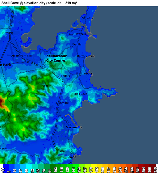 Zoom OUT 2x Shell Cove, Australia elevation map