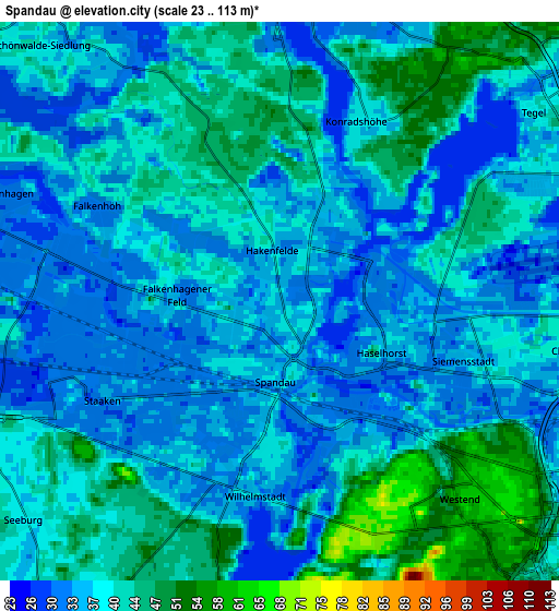 Zoom OUT 2x Spandau, Germany elevation map