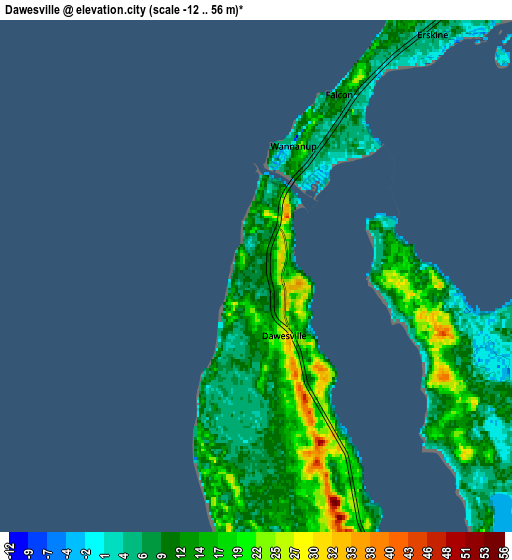 Zoom OUT 2x Dawesville, Australia elevation map