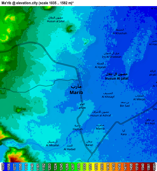 Zoom OUT 2x Ma'rib, Yemen elevation map