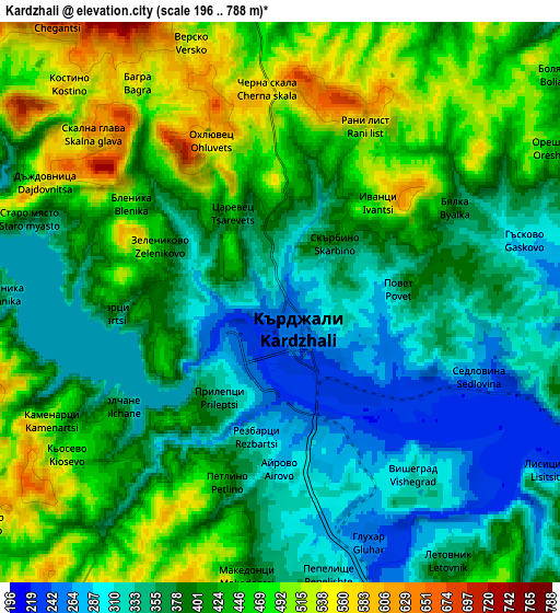 Zoom OUT 2x Kardzhali, Bulgaria elevation map