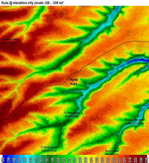 Zoom OUT 2x Kula, Bulgaria elevation map