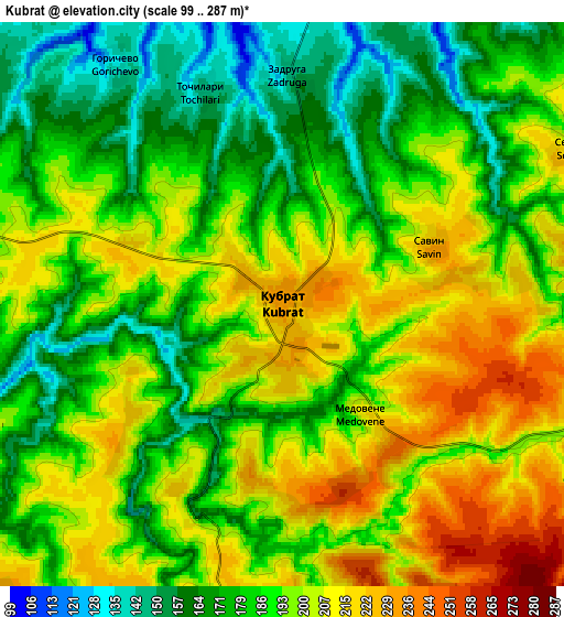 Zoom OUT 2x Kubrat, Bulgaria elevation map