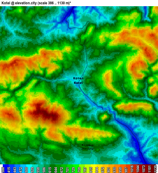 Zoom OUT 2x Kotel, Bulgaria elevation map