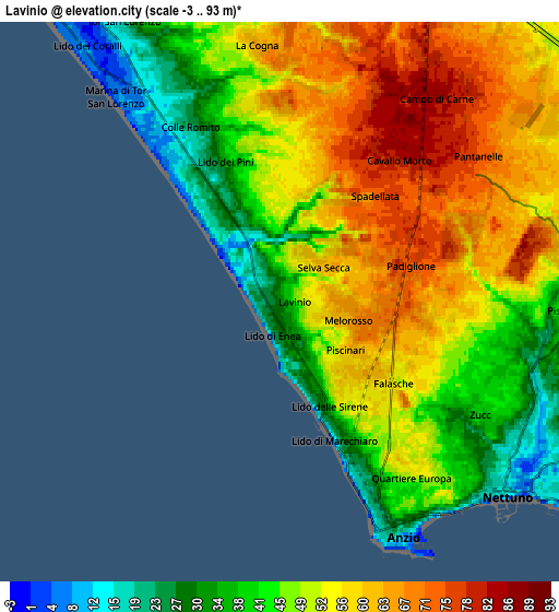 Zoom OUT 2x Lavinio, Italy elevation map