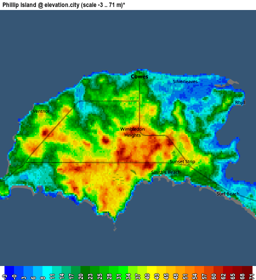 Zoom OUT 2x Phillip Island, Australia elevation map