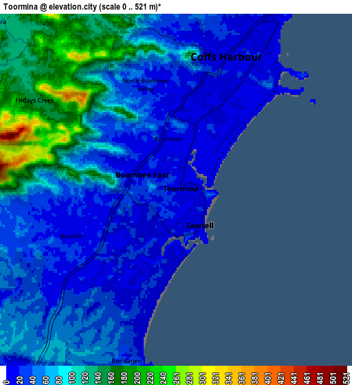 Zoom OUT 2x Toormina, Australia elevation map