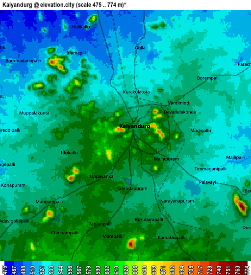 Zoom OUT 2x Kalyandurg, India elevation map