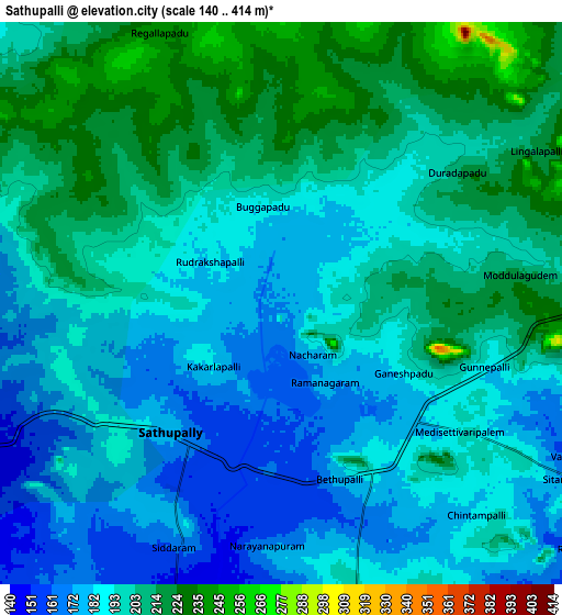 Zoom OUT 2x Sathupalli, India elevation map