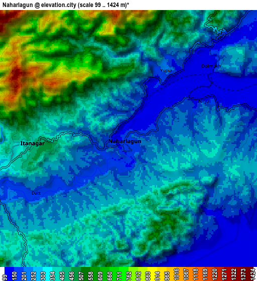 Zoom OUT 2x Naharlagun, India elevation map