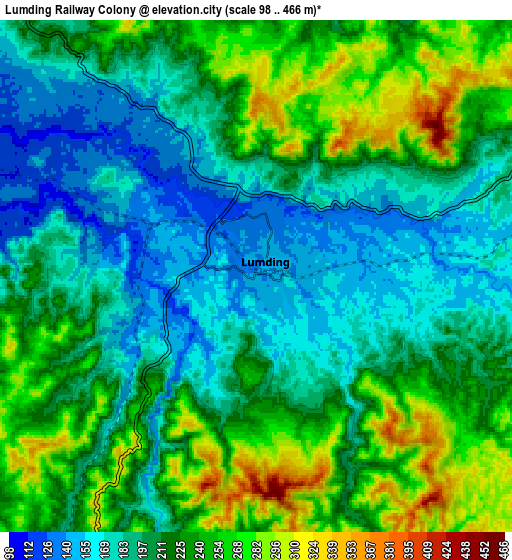 Zoom OUT 2x Lumding Railway Colony, India elevation map