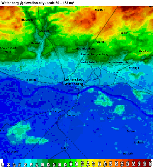 Zoom OUT 2x Wittenberg, Germany elevation map