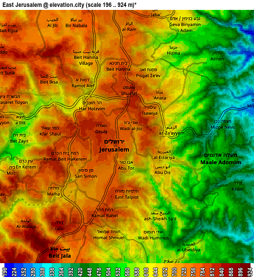 Zoom OUT 2x East Jerusalem, Palestinian Territory elevation map