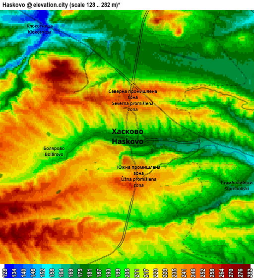 Zoom OUT 2x Haskovo, Bulgaria elevation map