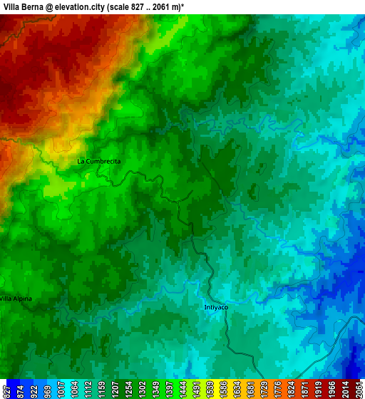 Zoom OUT 2x Villa Berna, Argentina elevation map