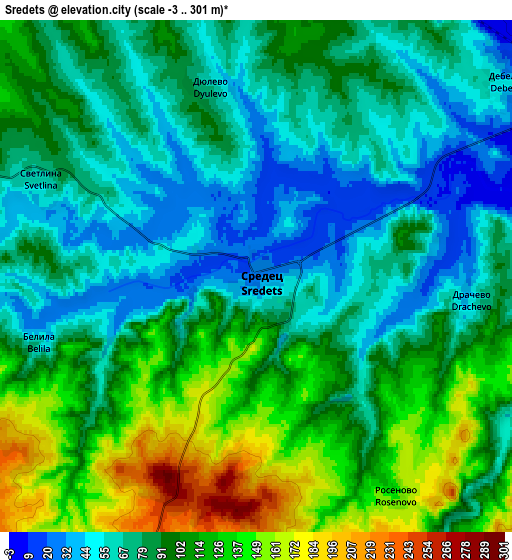 Zoom OUT 2x Sredets, Bulgaria elevation map