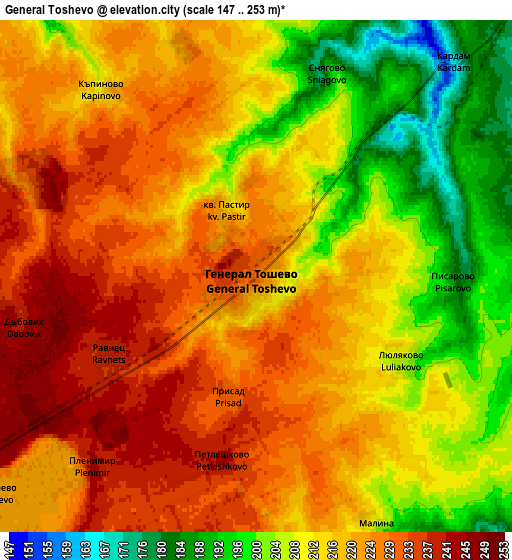 Zoom OUT 2x General Toshevo, Bulgaria elevation map