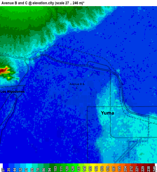 Zoom OUT 2x Avenue B and C, United States elevation map