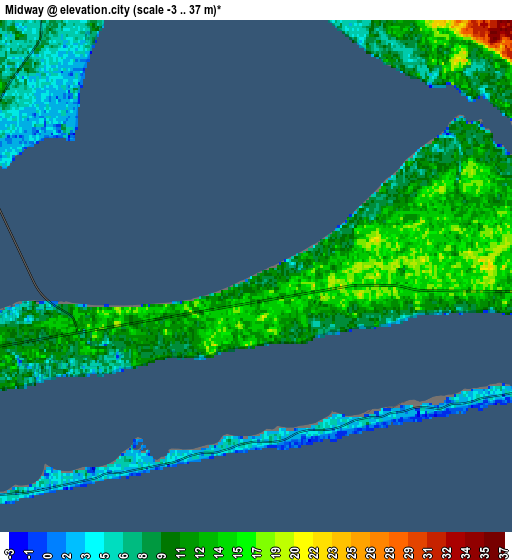 Zoom OUT 2x Midway, United States elevation map